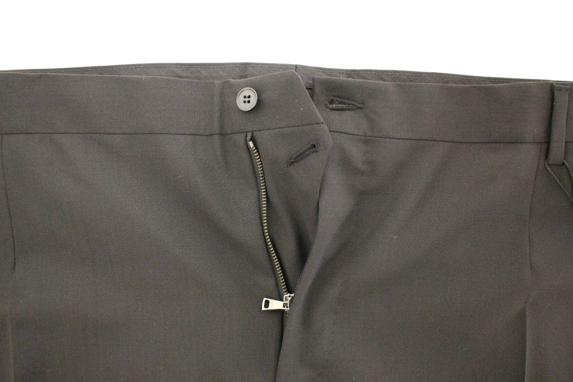 Elegante geplooide zwarte wollen broek