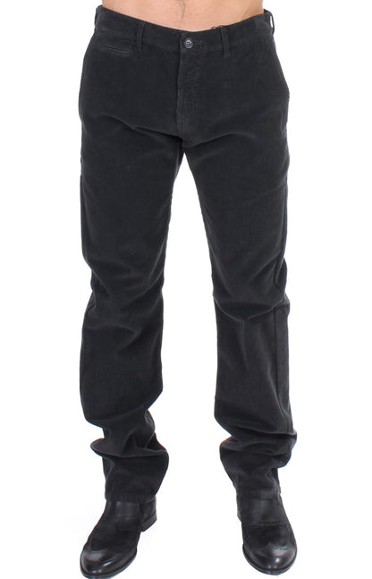 Elegant Black Cotton Corduroy Pants