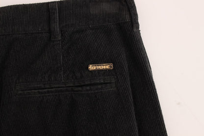 Elegant Black Cotton Corduroy Pants