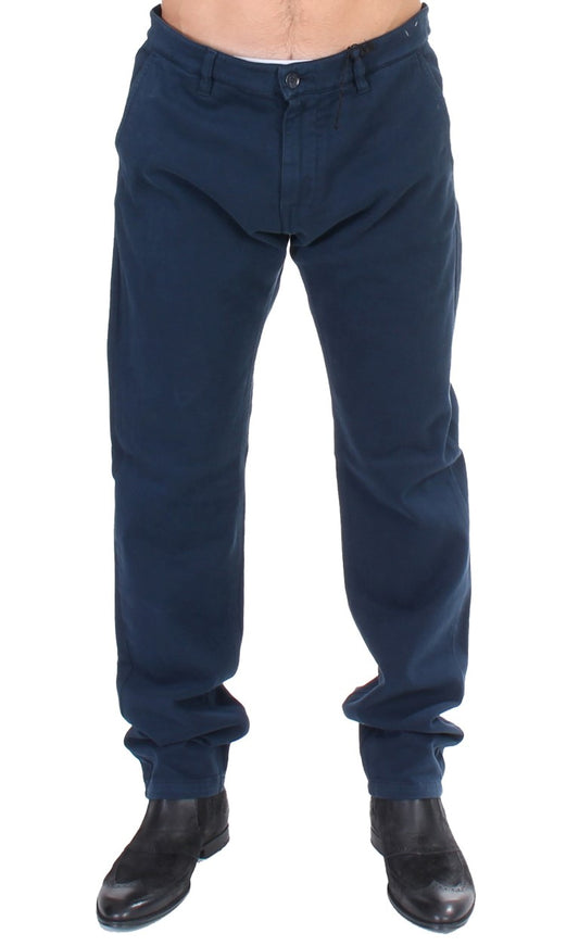 Elegante blauwe katoenen stretch chino's