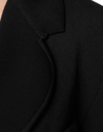 Black Viscose Single Breasted Blazer Jacket