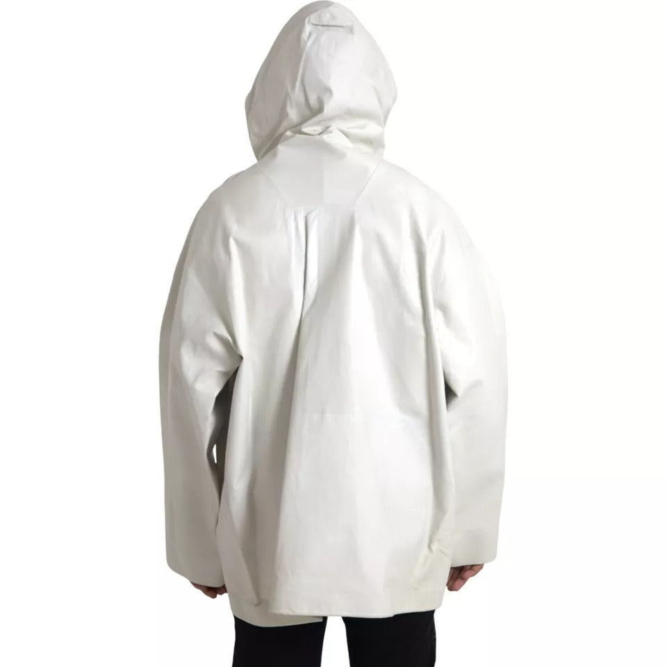 White Leather Men Waterproof Jacket Blouson