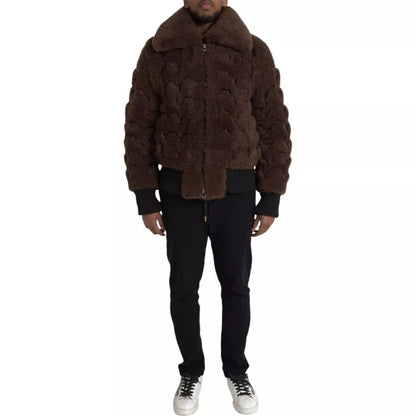 Brown Fur Lamb Shearling Coat Jacket