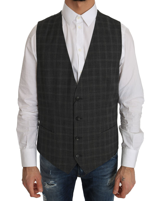 Elegant geruit wollen vest voor de stedelijke man