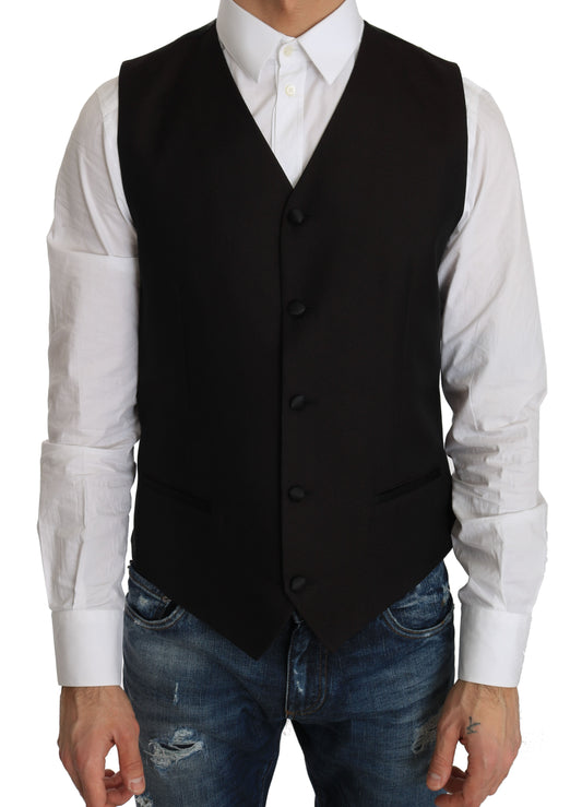 Elegante zwarte zijden mix formele vest