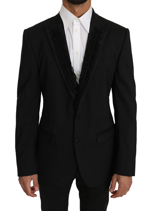 Elegante zwarte slim fit Martini blazerjas