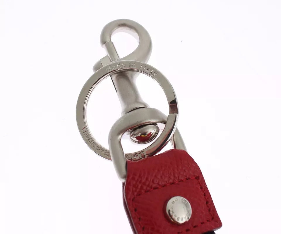 Silver Brown Raffia Leather Clasp Finder Chain Keyring