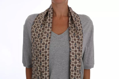 Gray Cotton Owl Silk Scarf Top T-shirt