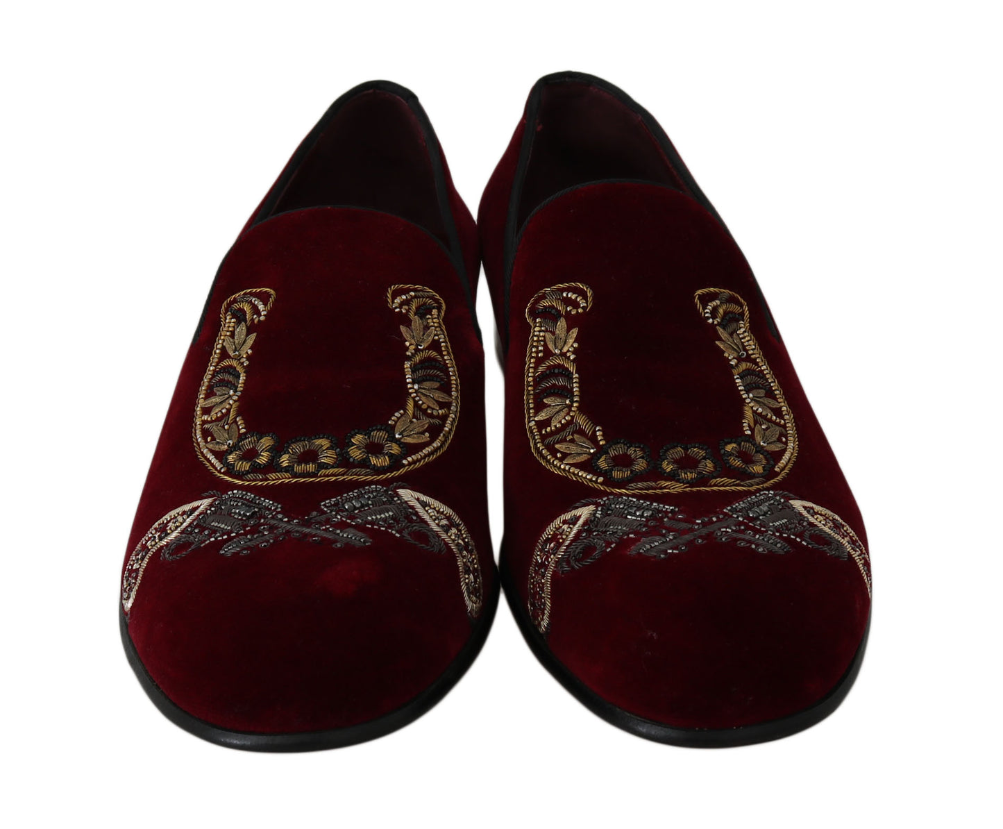 Bordeaux fluwelen loafers met pailletten voor heren