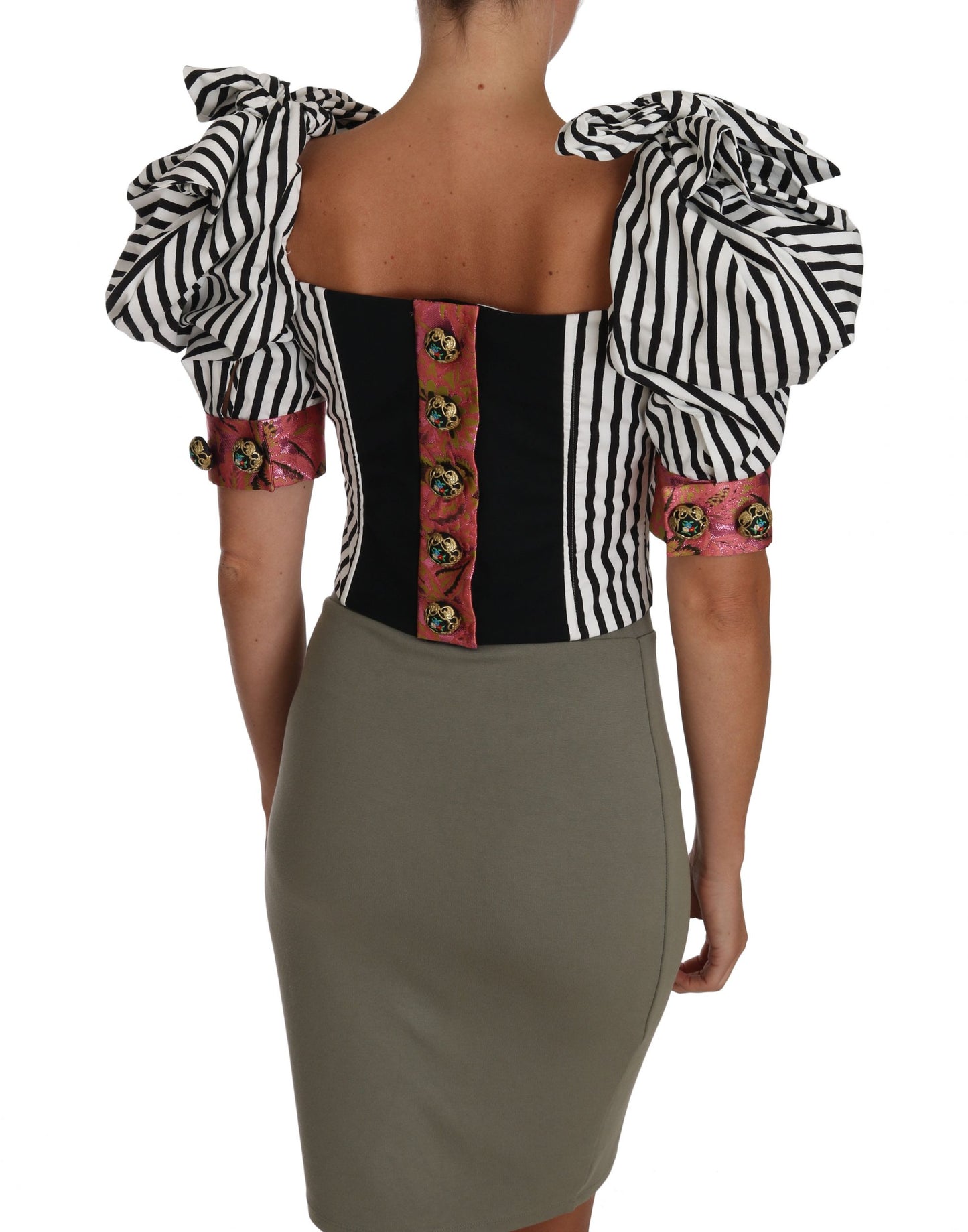 Elegant Cropped Corset Top with Crystal Buttons