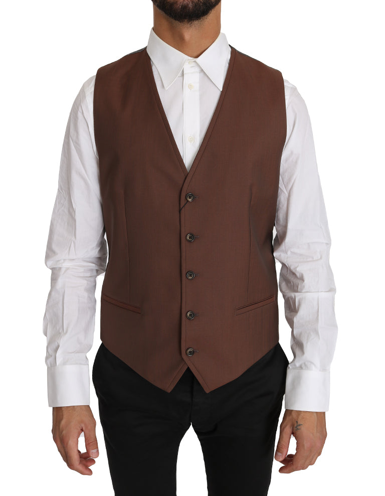 Strak brons en grijs formeel vest slim fit