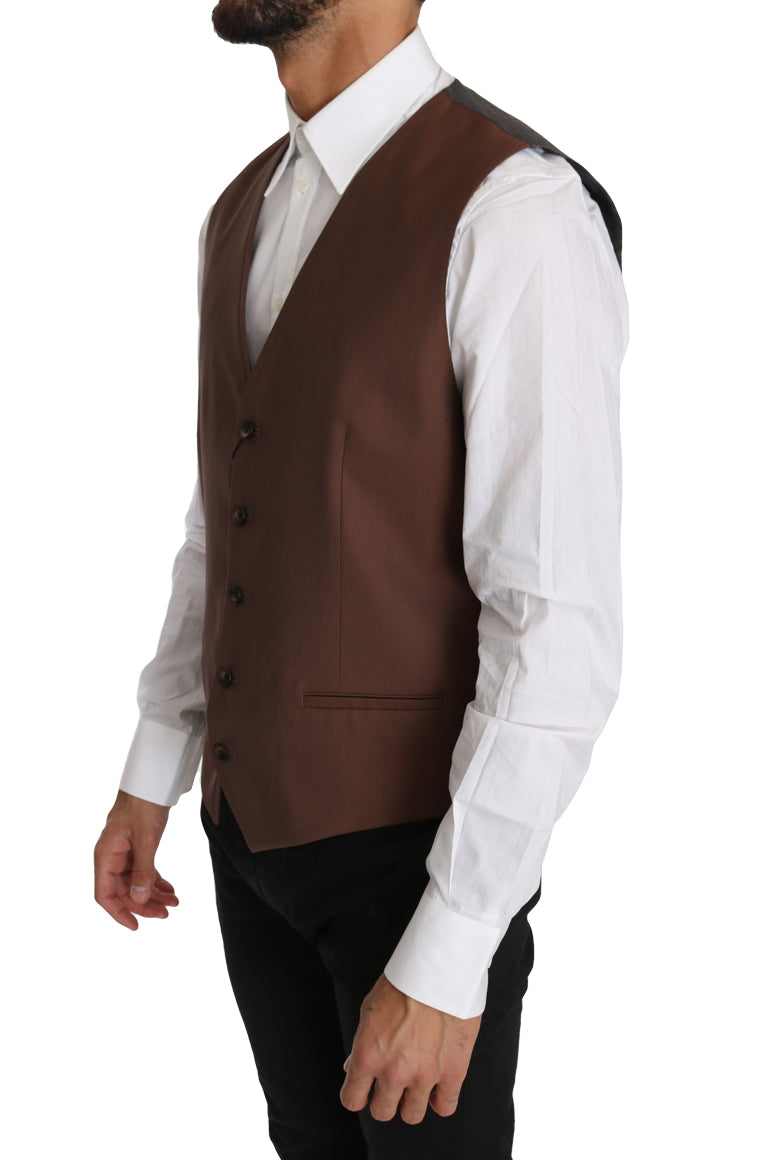 Strak brons en grijs formeel vest slim fit