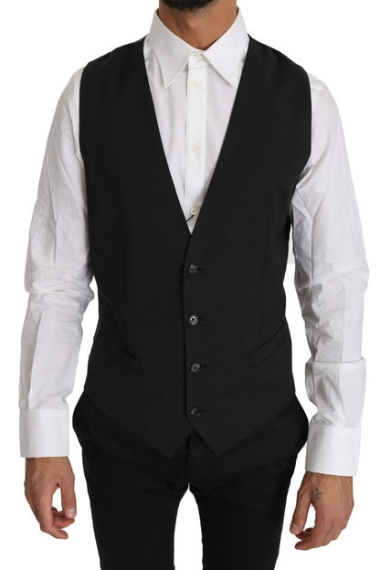 Elegante Slim Fit Grijs Wollen Vest