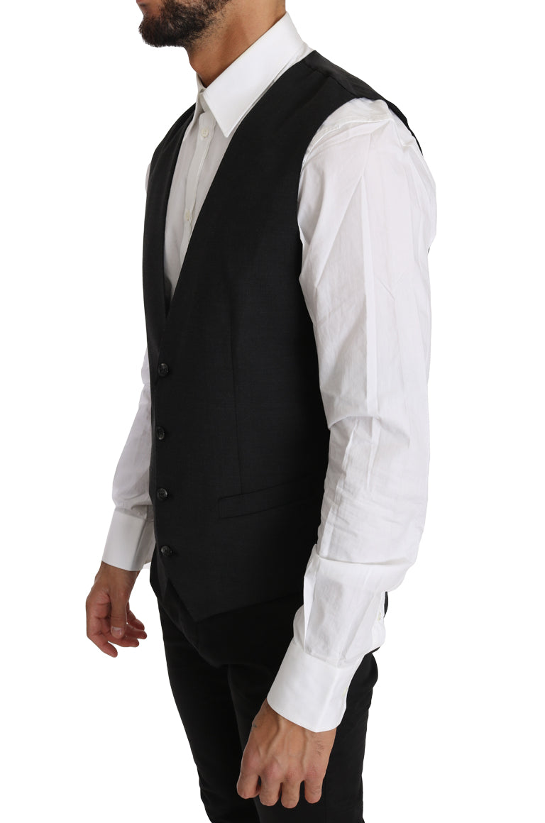 Elegante Slim Fit Grijs Wollen Vest