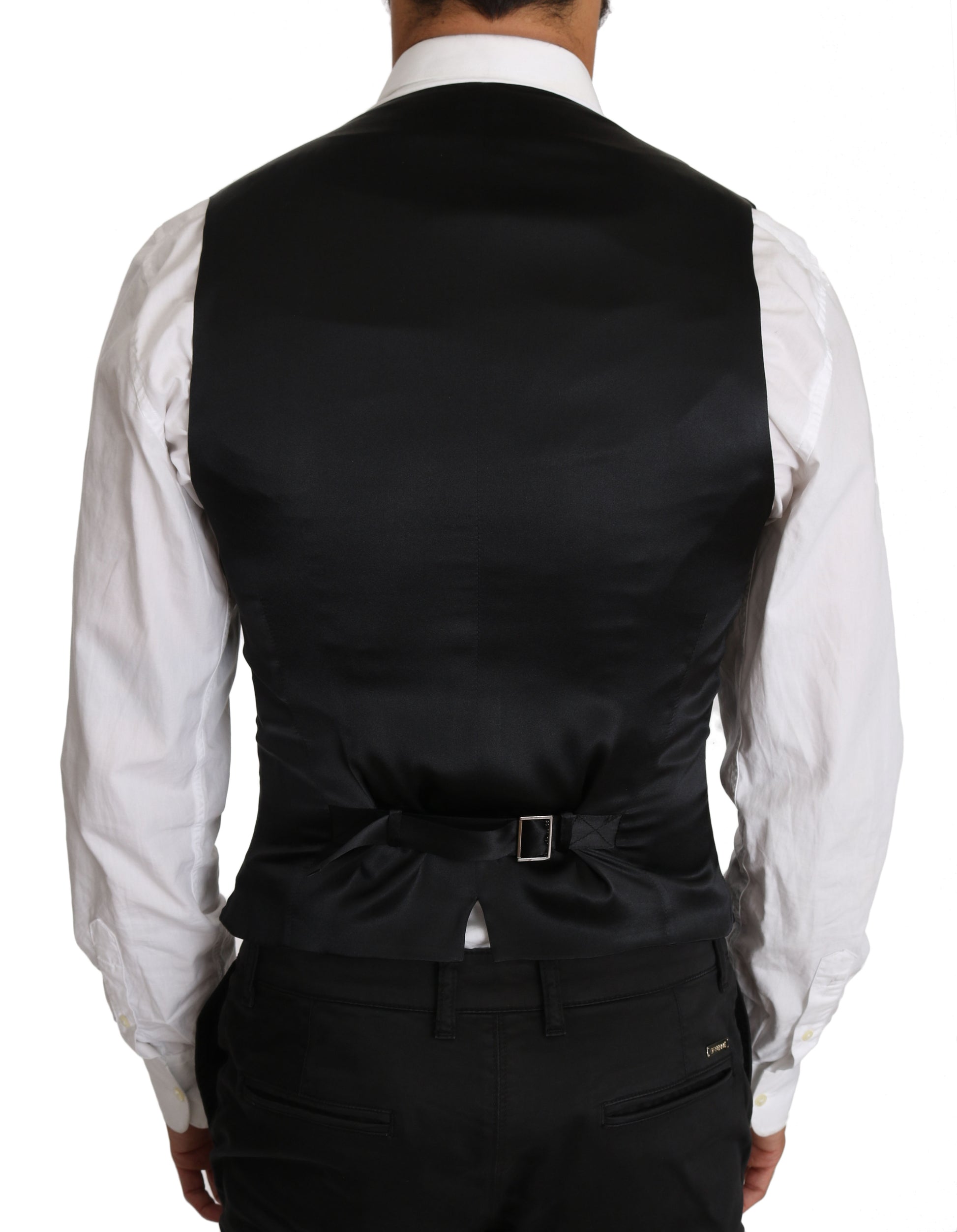 Strak, dubbelrijs slim fit wollen vest