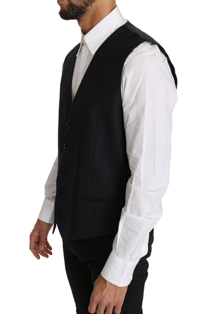 Elegante grijze slim-fit wol-zijde vest