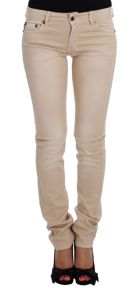 Beige katoenen stretch slim fit jeans