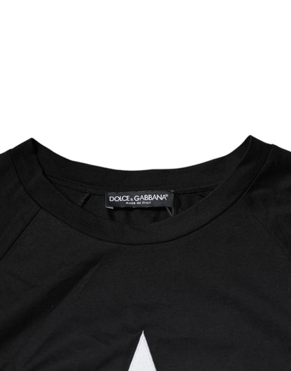 Black Logo Print Cotton Crew Neck T-shirt