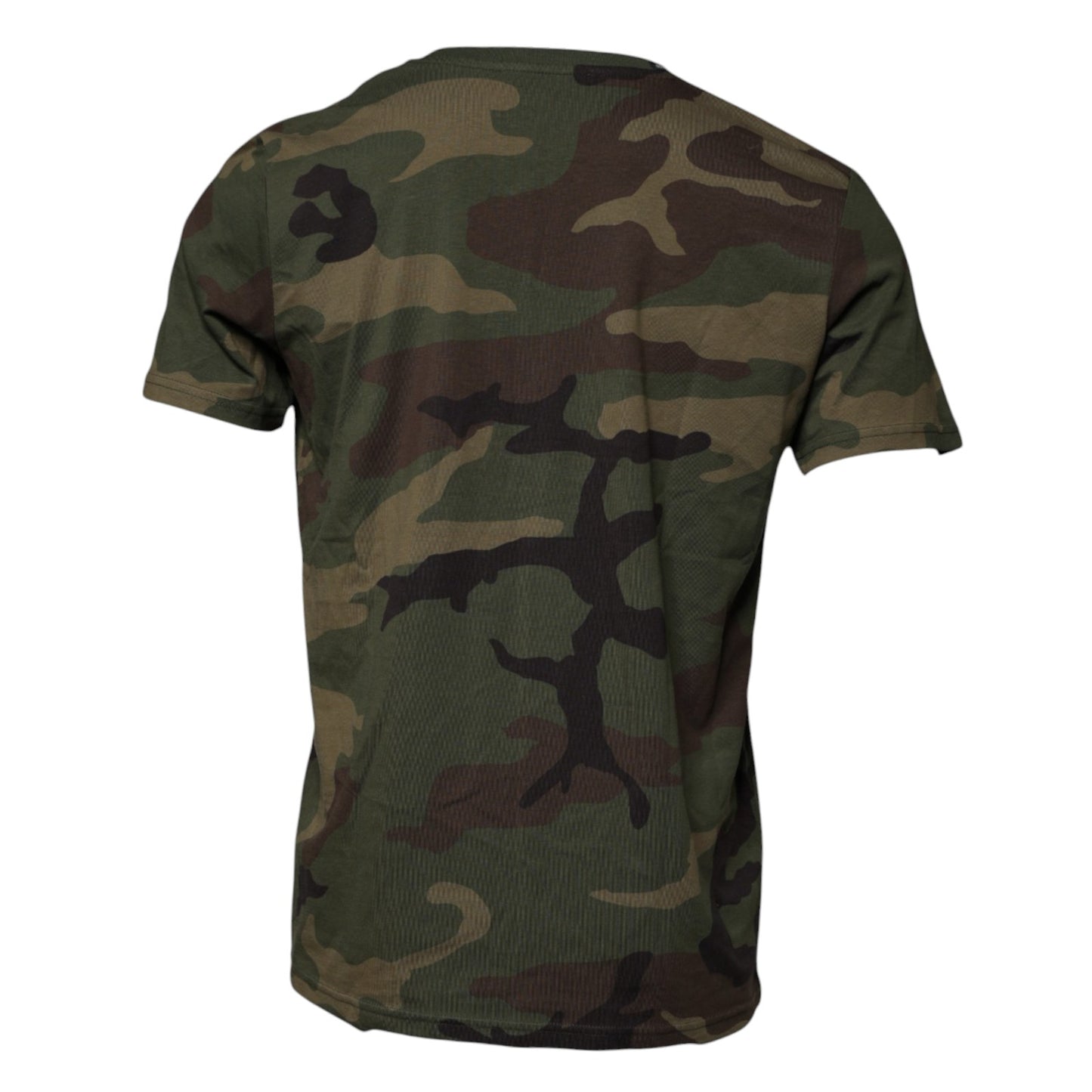 Multicolor Camouflage Cotton Crew Neck T-shirt