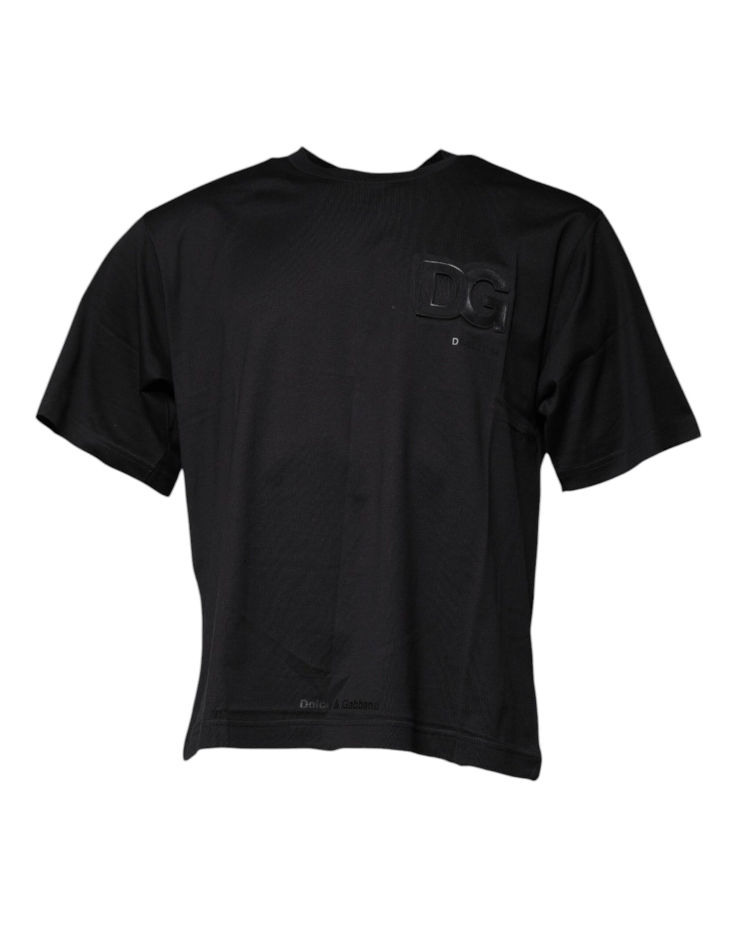 Black DG Logo Print Cotton Crew Neck T-shirt