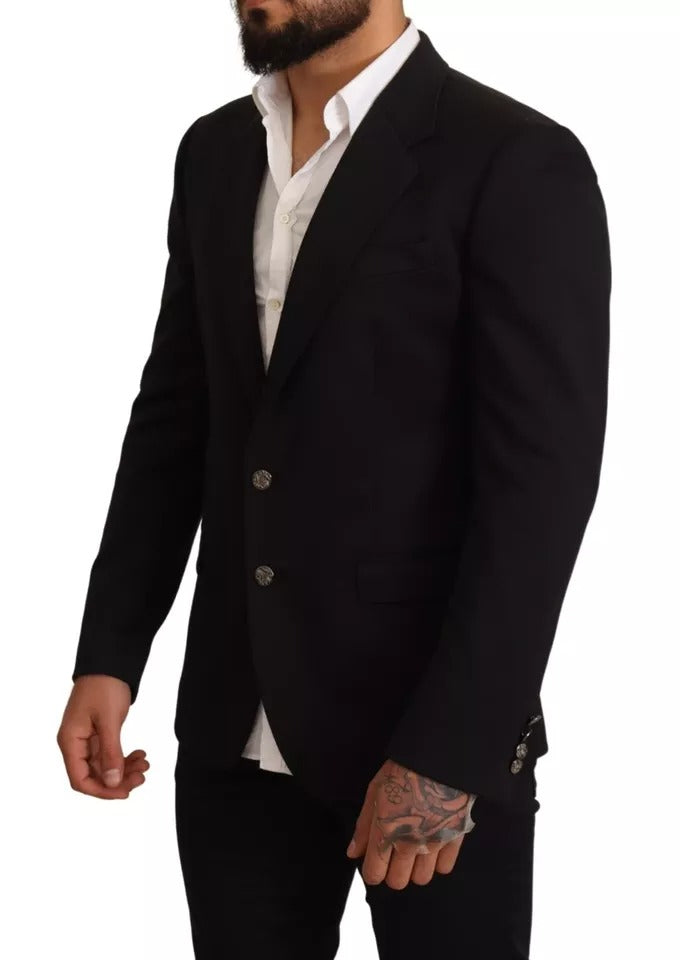 Black Cotton Slim Fit Coat Blazer Jacket