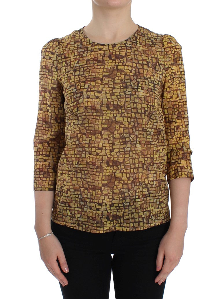 Siciliaanse mozaïekprint zijden blouse