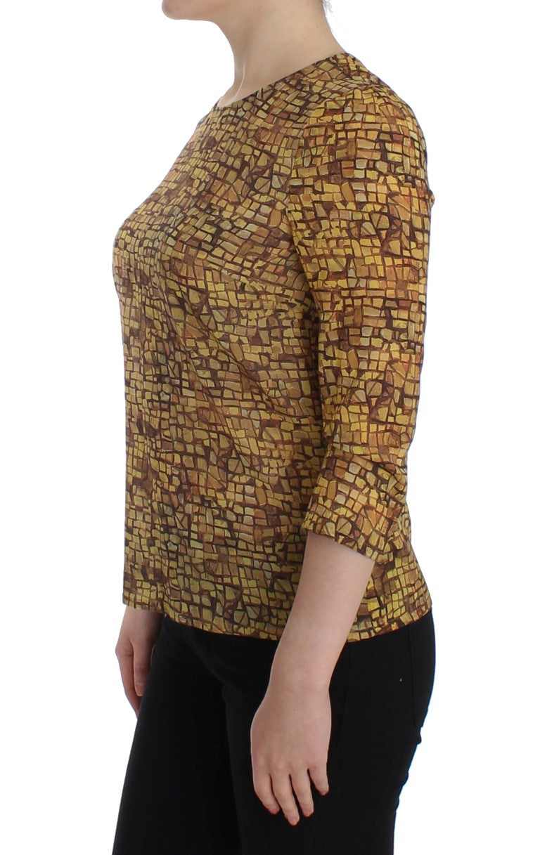 Siciliaanse mozaïekprint zijden blouse