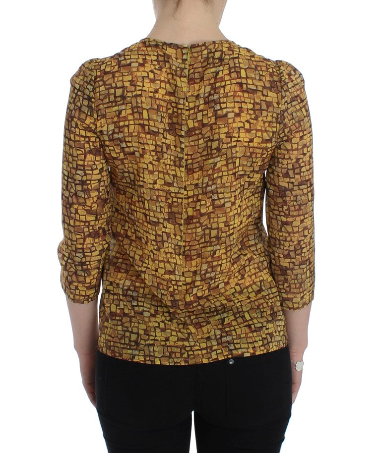 Siciliaanse mozaïekprint zijden blouse