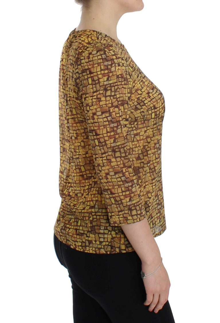 Siciliaanse mozaïekprint zijden blouse