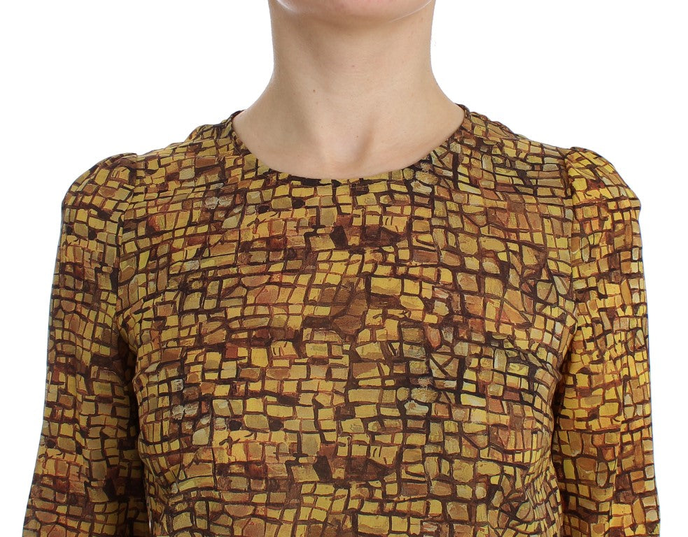 Siciliaanse mozaïekprint zijden blouse