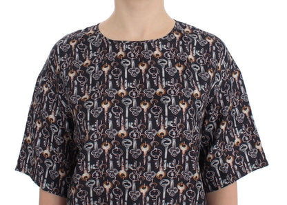 Enchanted Sicily zijden blouse met sleutelprint