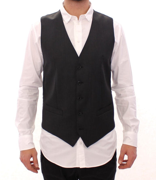 Elegante grijze gestreepte jurk vest