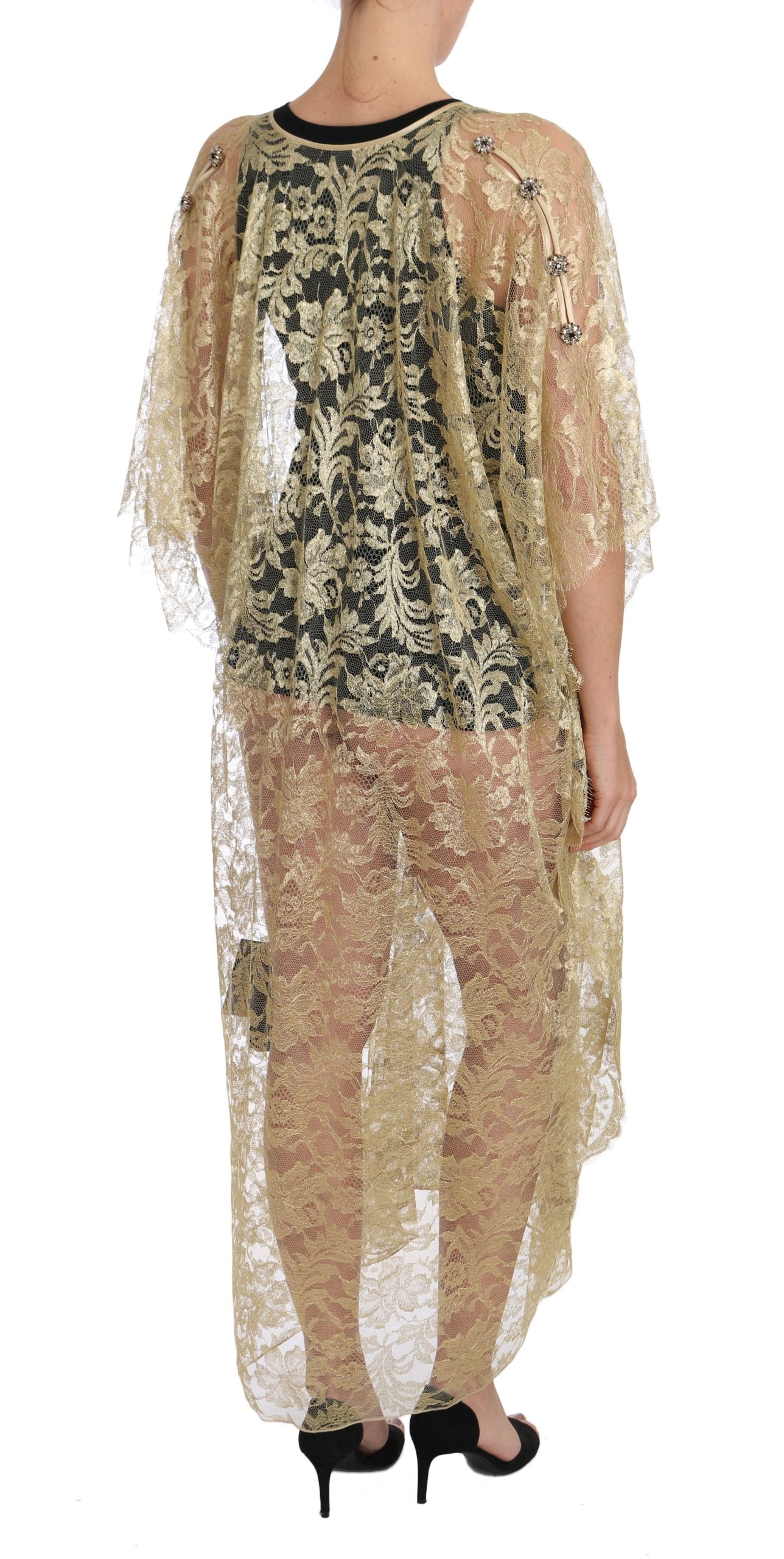 Gouden bloemenkant kaftan zomerjurk