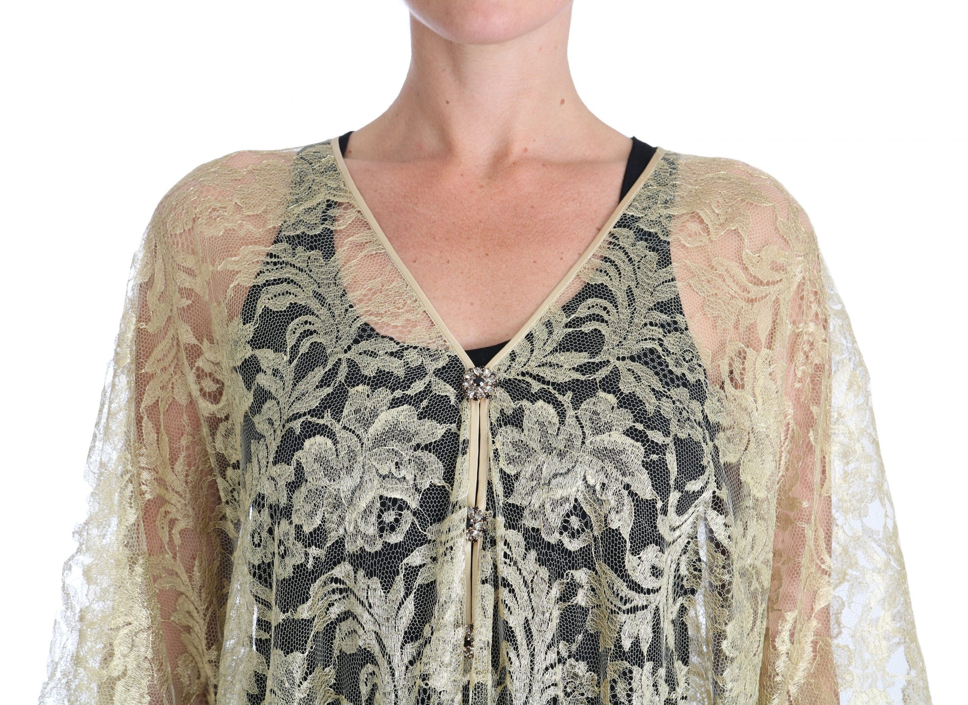 Gouden bloemenkant kaftan zomerjurk