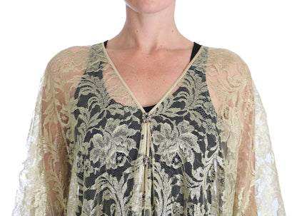 Gouden bloemenkant kaftan zomerjurk