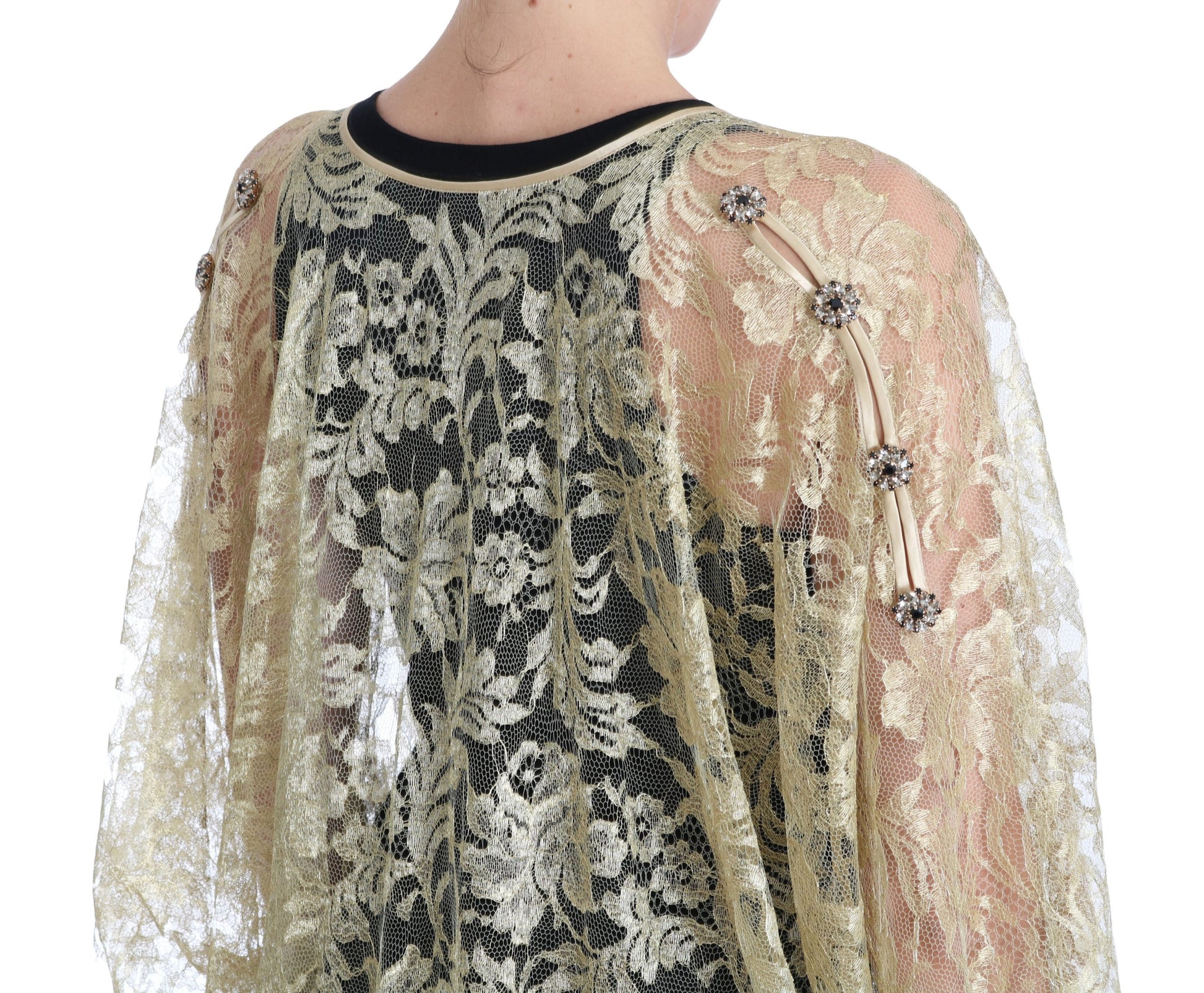 Gouden bloemenkant kaftan zomerjurk