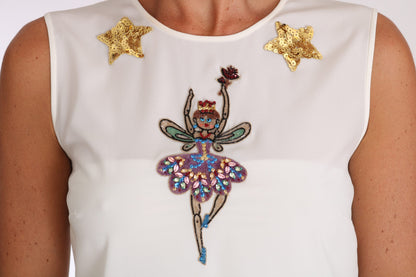 Enchanted Crystal-Embellished Silk Blouse