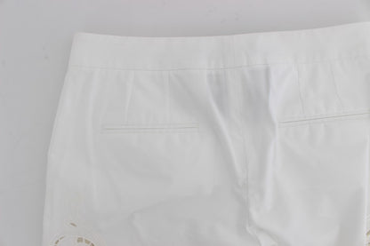 Elegante witte bloemenuitsparing broek