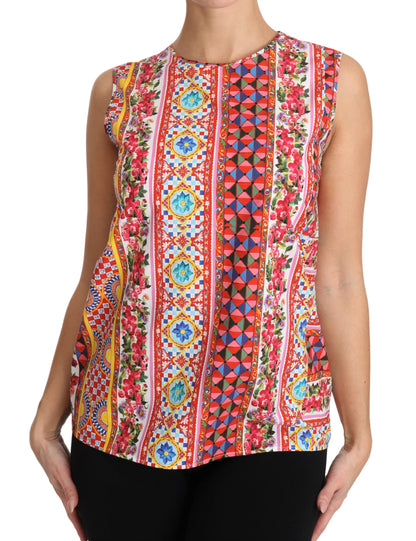 Carretto Print Tanktop van puur katoen