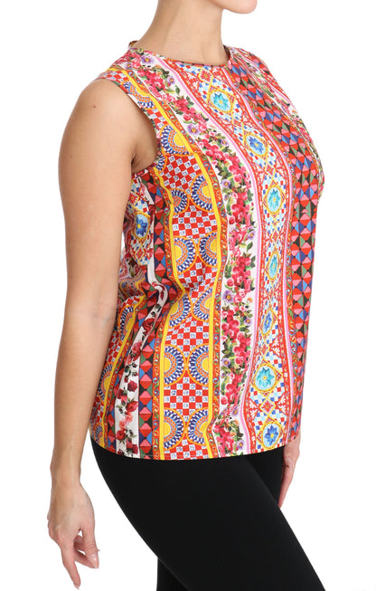 Carretto Print Tanktop van puur katoen