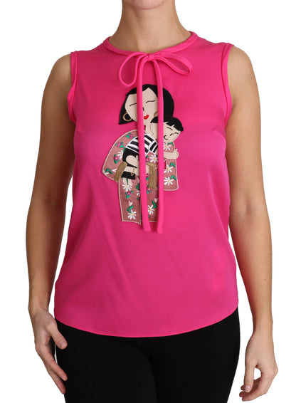 Elegante roze zijden familie tanktop