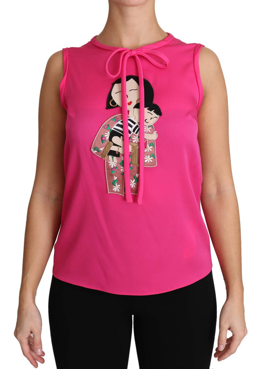 Elegante roze zijden familie tanktop