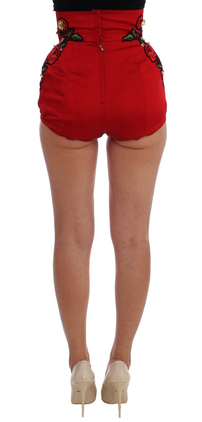 Betoverde Siciliaanse rozen geborduurde mini shorts