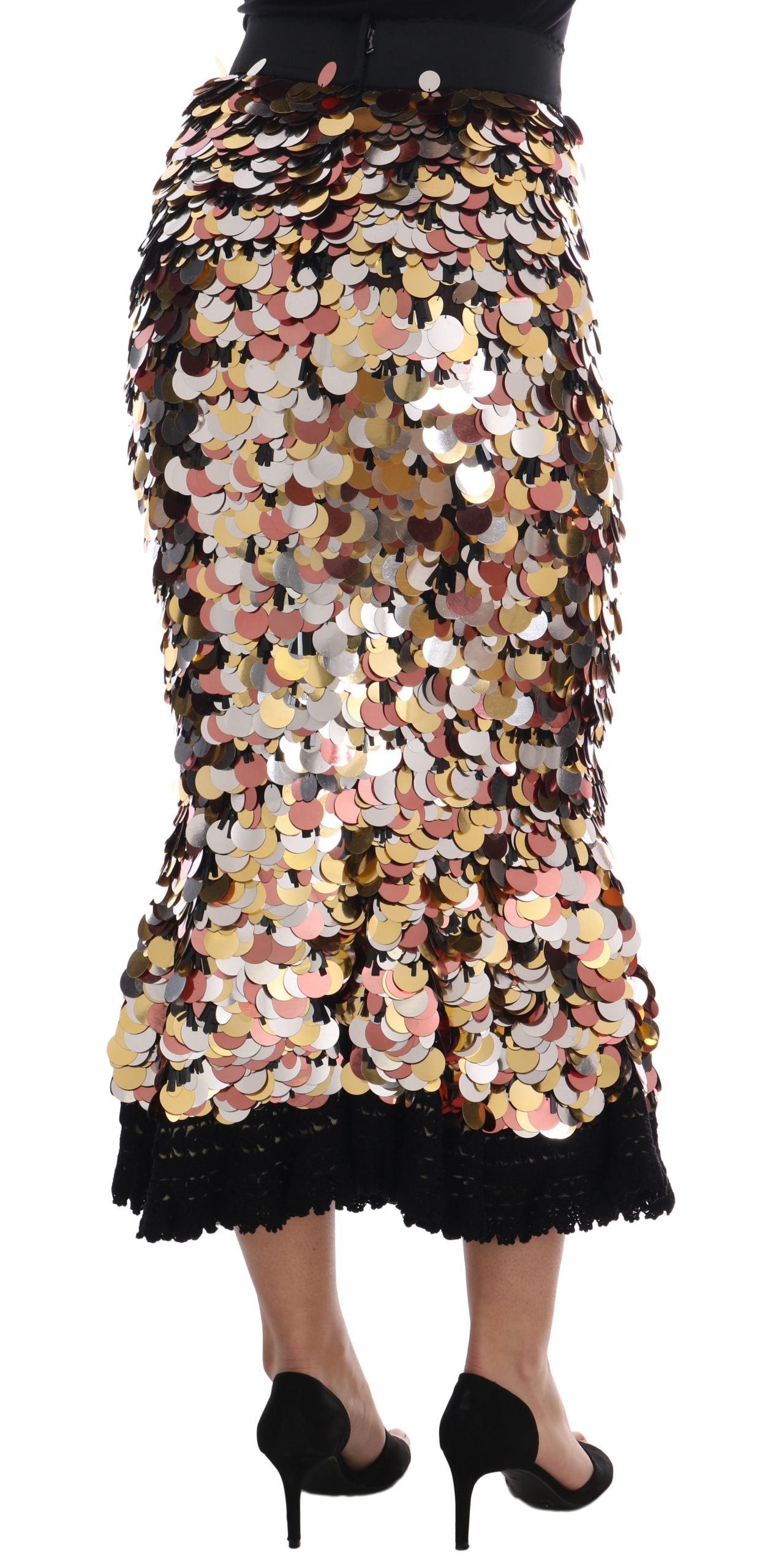 Sequin Embellished High-Waist Pencil Skirt