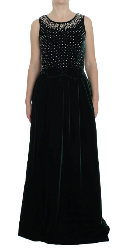 Enchanted Emerald Velvet Crystal Maxi-jurk