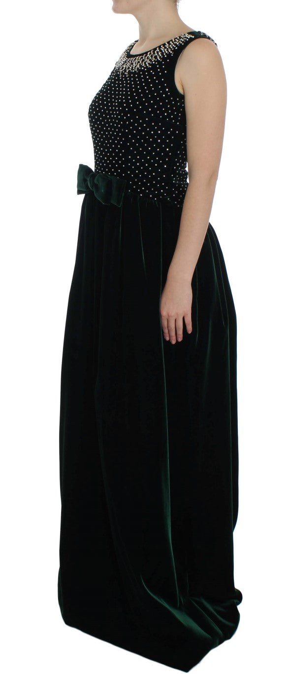 Enchanted Emerald Velvet Crystal Maxi-jurk