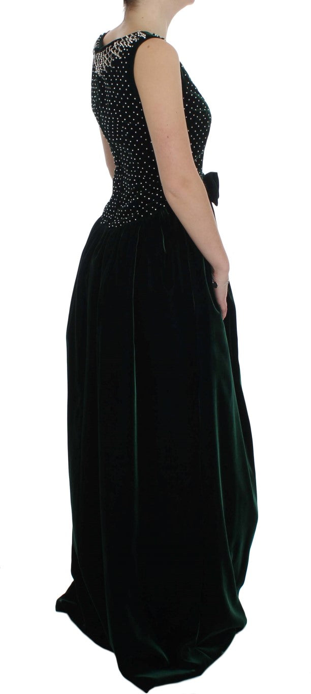 Enchanted Emerald Velvet Crystal Maxi-jurk