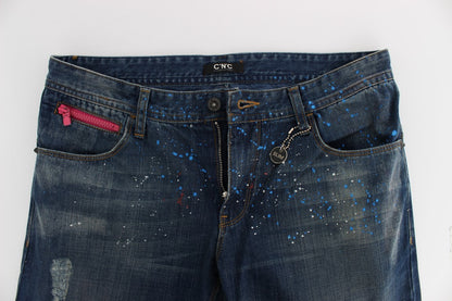 Chique blauwe wash geverfde slim fit jeans