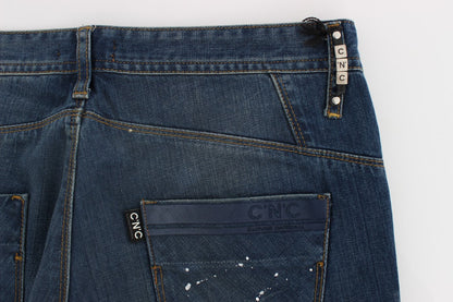 Chique blauwe wash geverfde slim fit jeans