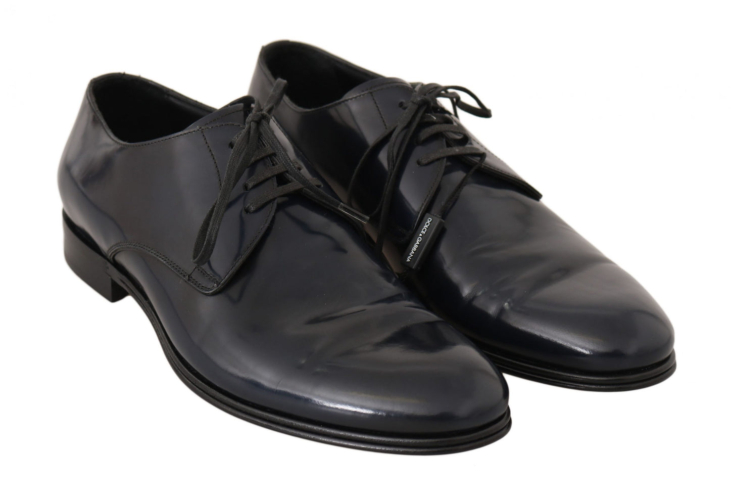 Elegante donkerblauwe leren derby-schoenen